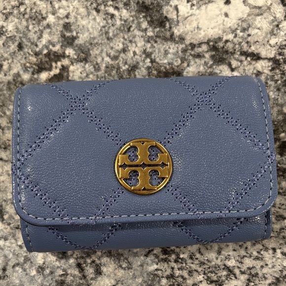 Tory Burch Quilted Blue Willa Card Holder - Picture 1 of 4